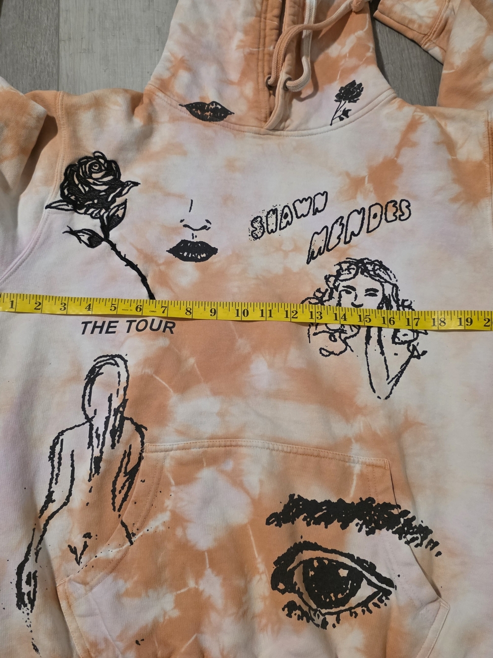 Shawn Mendes The Tour Tie Dye Hoodie Orange Graphic Pullover Size Medium - Picture 11 of 11